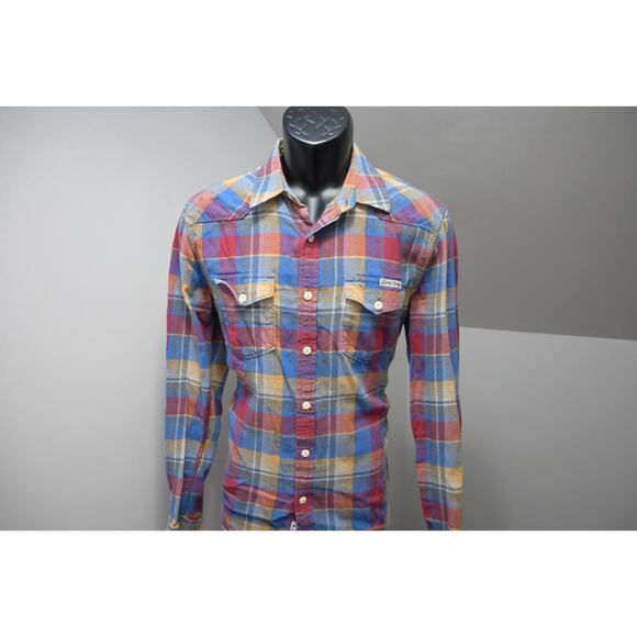 Lucky Brand Big Button Shirt Classic Fit Long Sleeve Plaid Button Up Mens Medium - Picture 3 of 7
